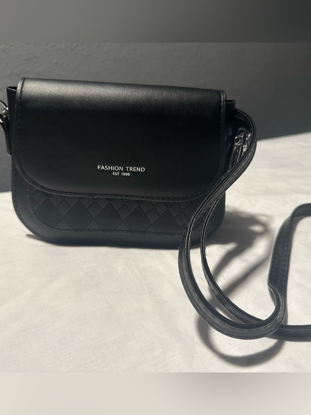 Black Quilted Crossbody Bag with Adjustable Strap